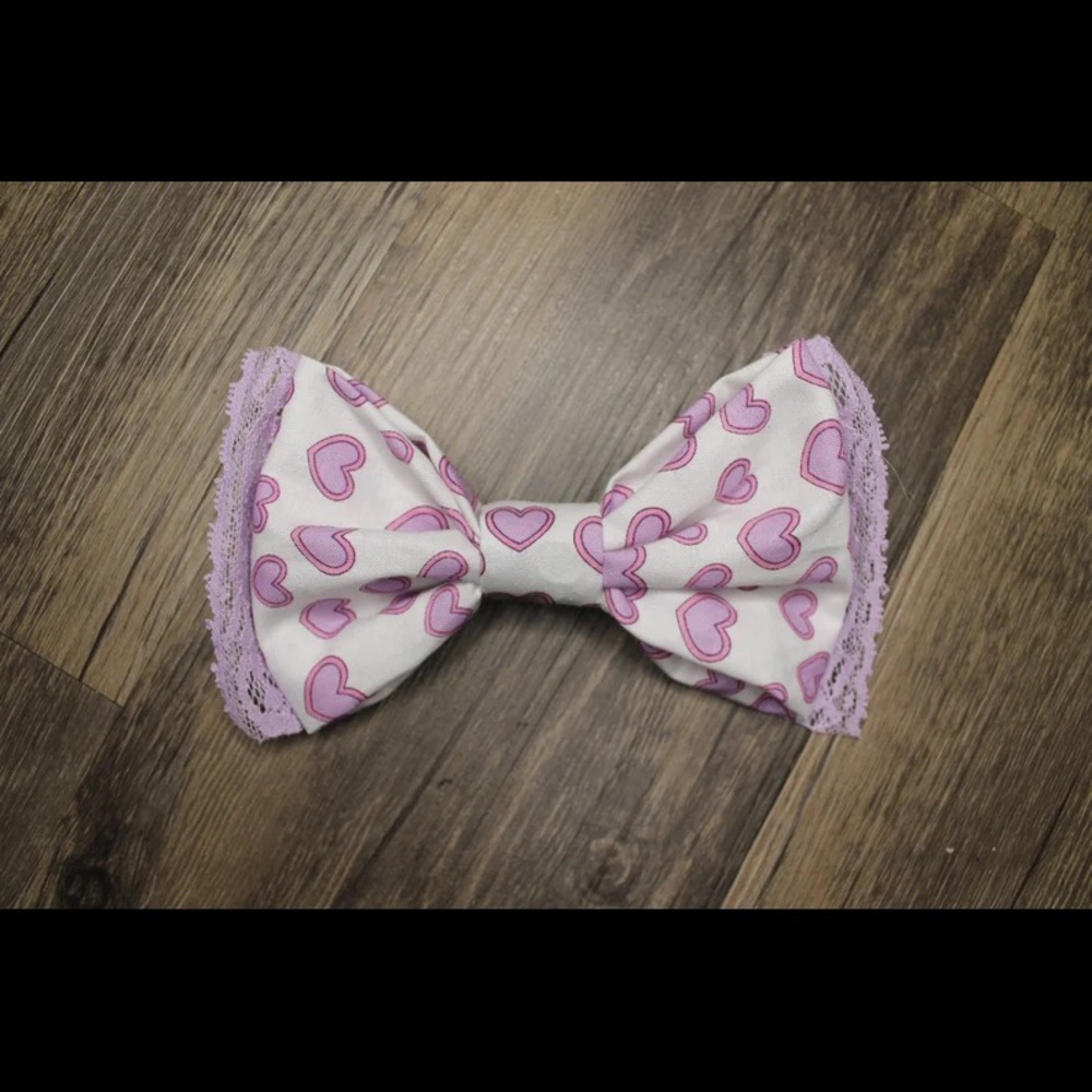 Purple Hearts Bow with Lace